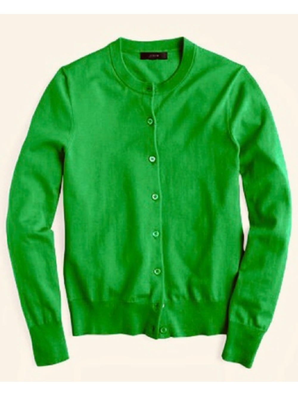 J. Crew Cotton Blend Jackie Kelly Green Crewneck Cardigan Sweater